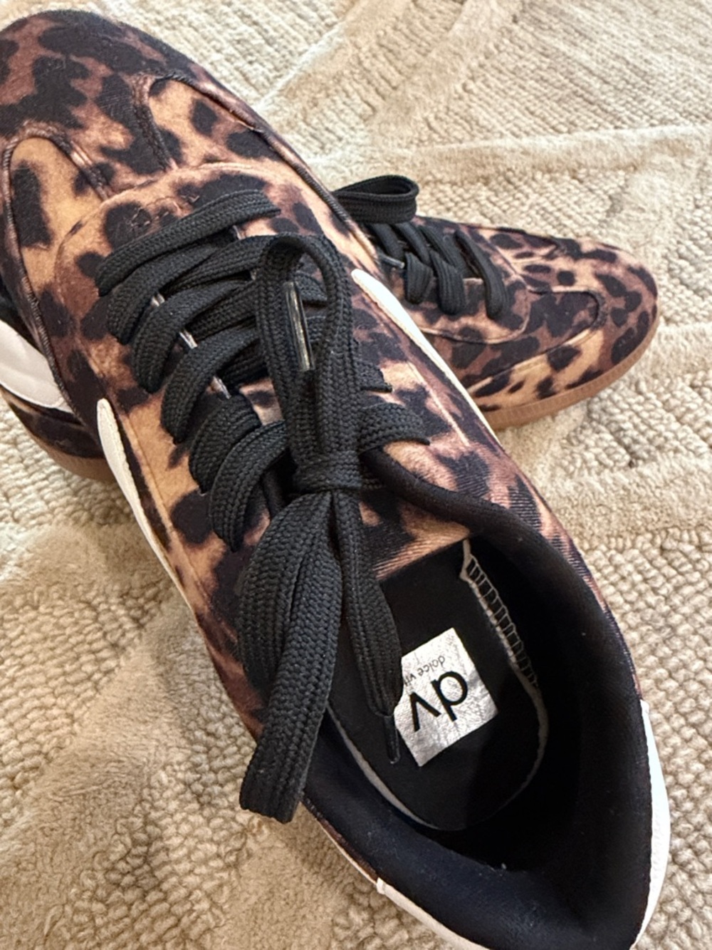 Dolce Vita Leopard Print Sneakers with White Accent and Gum Sole - Picture 2 of 2